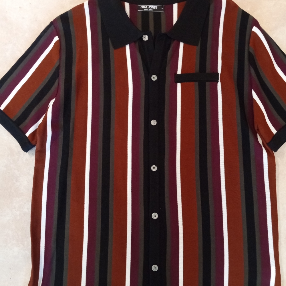 Men's knit short sleeve button down shirt by Paul Jones size Large New